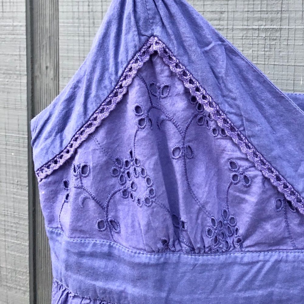 Beautiful periwinkle cotton eyelet dress, Lithe